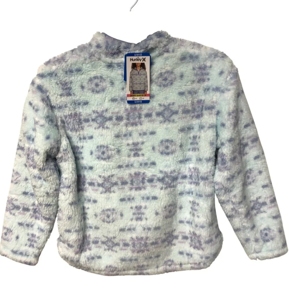 Hurley Girls‎ Sherpa Printed Quarter-Zip Jacket m 7/8 NWT
